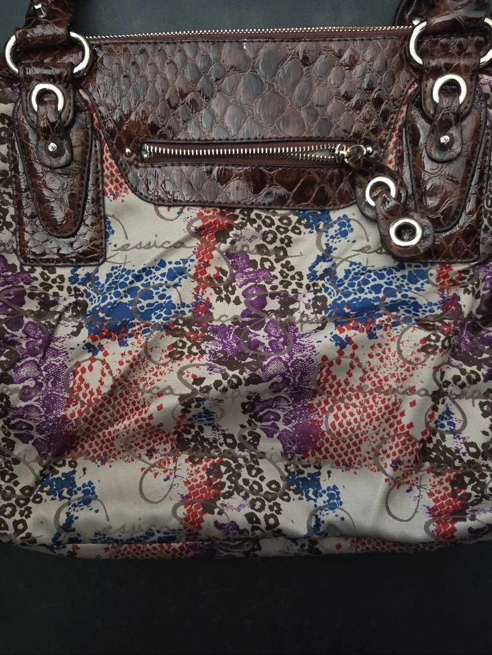 NWT - Jessica Simpson Multi Color Fabric Purse Shoulder Bag Tote Handbag
